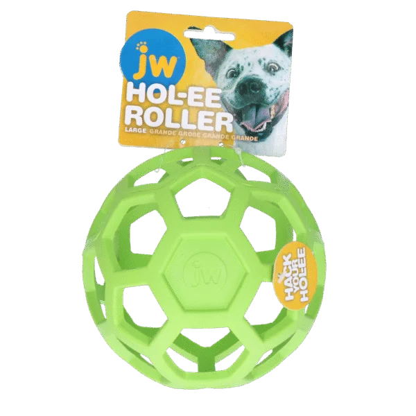 Piłka dla psa z naturalnej gumy na przysmaki, 15 cm, zielona – JW Hol-ee Roller