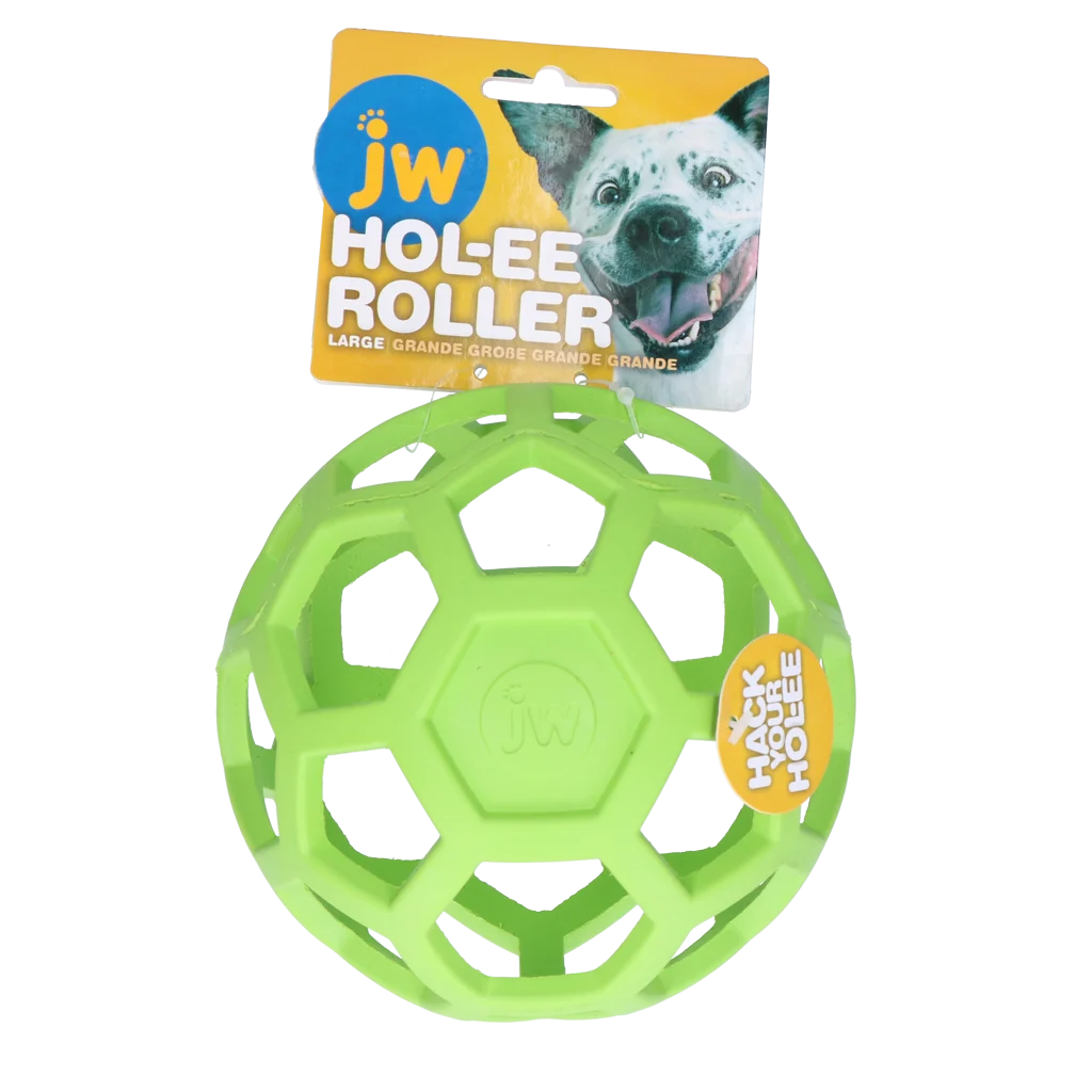 Piłka dla psa z naturalnej gumy na przysmaki, 15 cm, zielona – JW Hol-ee Roller - obrazek 1