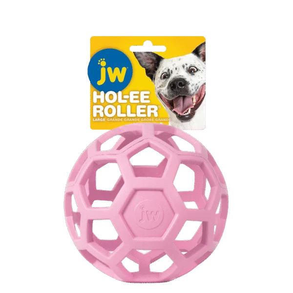 Piłka dla psa z naturalnej gumy na przysmaki, 15 cm, różowa – JW Hol-ee Roller