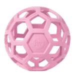 Piłka dla psa z naturalnej gumy na przysmaki, 15 cm, różowa – JW Hol-ee Roller - obrazek 2