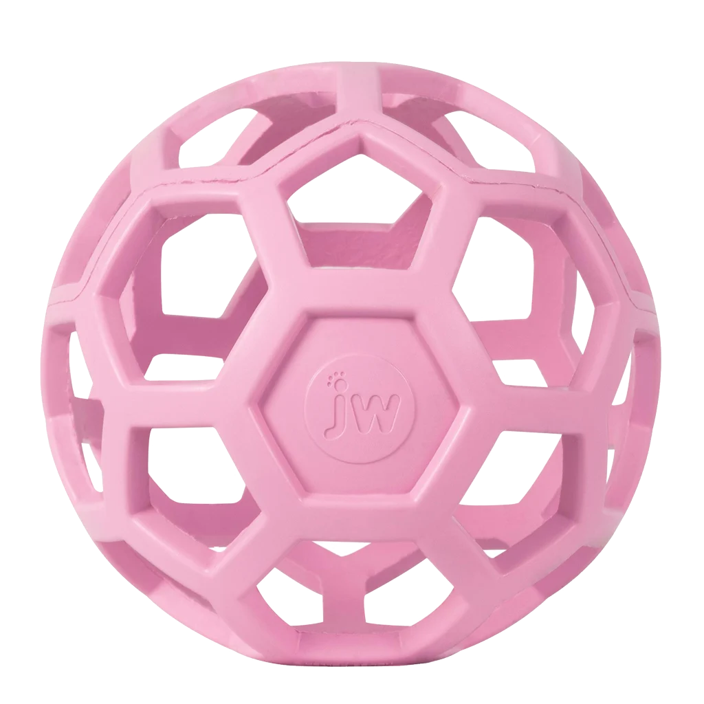 Piłka dla psa z naturalnej gumy na przysmaki, 15 cm, różowa – JW Hol-ee Roller - obrazek 2