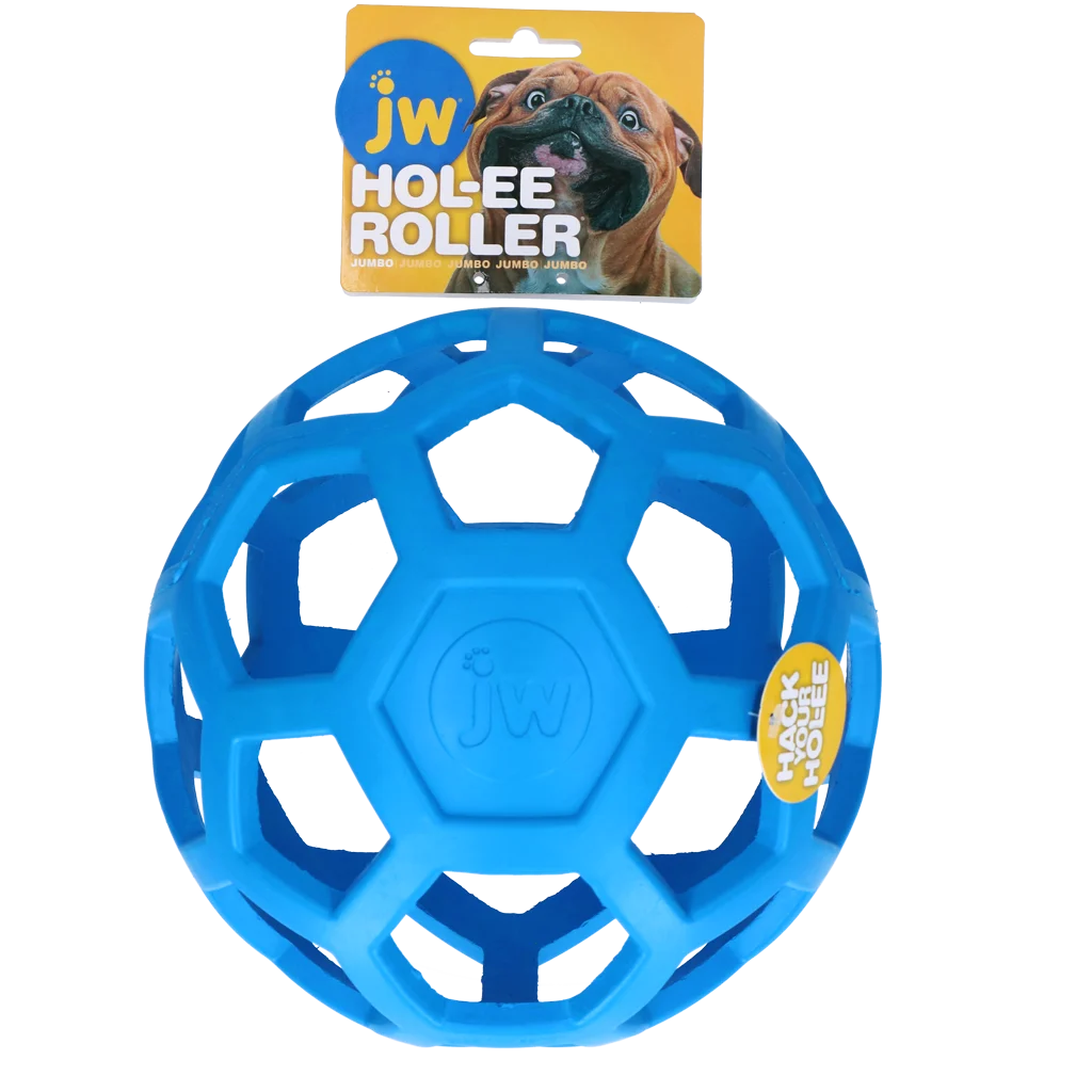 Piłka dla psa z naturalnej gumy na przysmaki Jumbo, 19 cm, niebieska – JW Hol-ee Roller - obrazek 1
