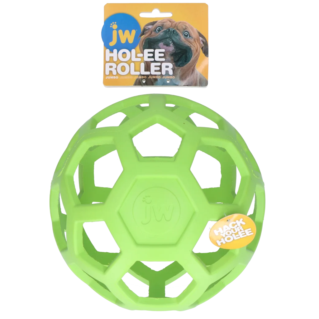 Piłka dla psa z naturalnej gumy na przysmaki Jumbo, 19 cm, zielona – JW Hol-ee Roller - obrazek 1