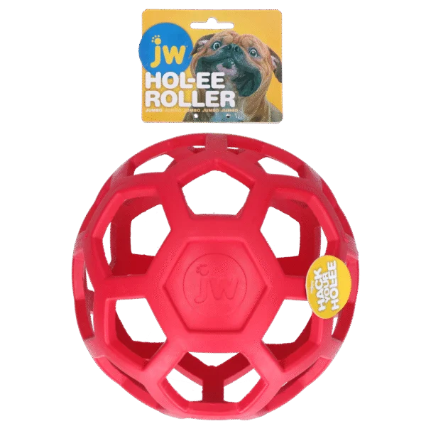 Piłka dla psa z naturalnej gumy na smakołyki, 19 cm, czerwona – JW Hol-ee Roller