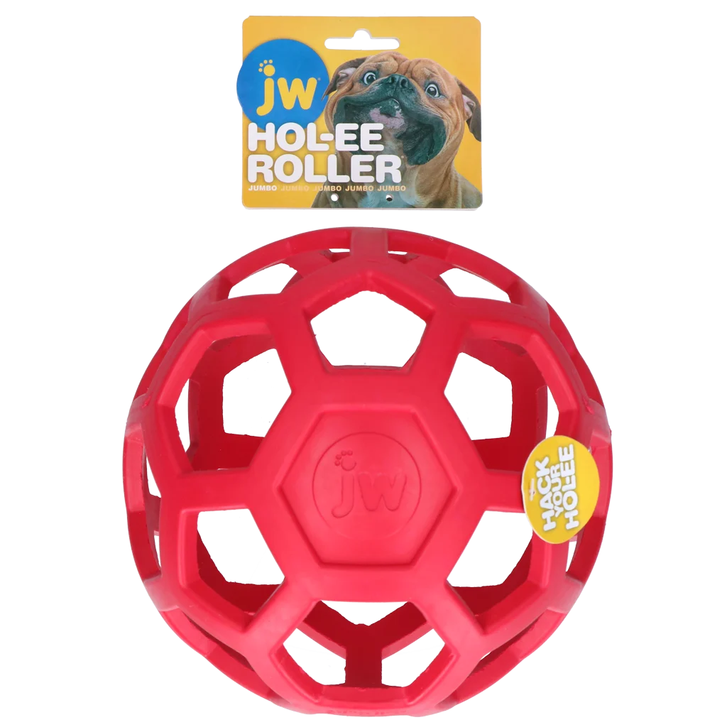 Piłka dla psa z naturalnej gumy na smakołyki, 19 cm, czerwona – JW Hol-ee Roller - obrazek 1
