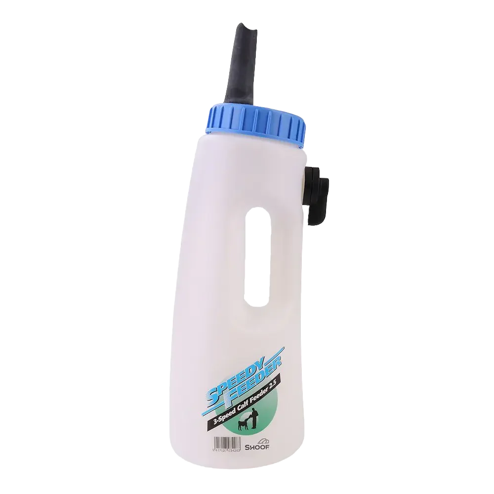 Butelka do pojenia cieląt z 3 ustawieniami przepływu i smoczkiem Big Softy, 2,5 l – Shoof Speedy Feeder Calf Feeder - obrazek 1