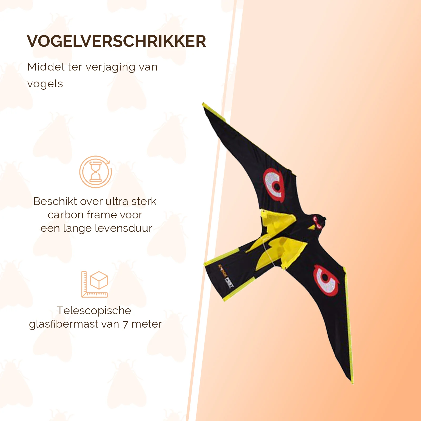 Latawiec do odstraszania ptaków z masztem z włókna szklanego 7 m – Knock Pest Bird Bouncer - obrazek 2