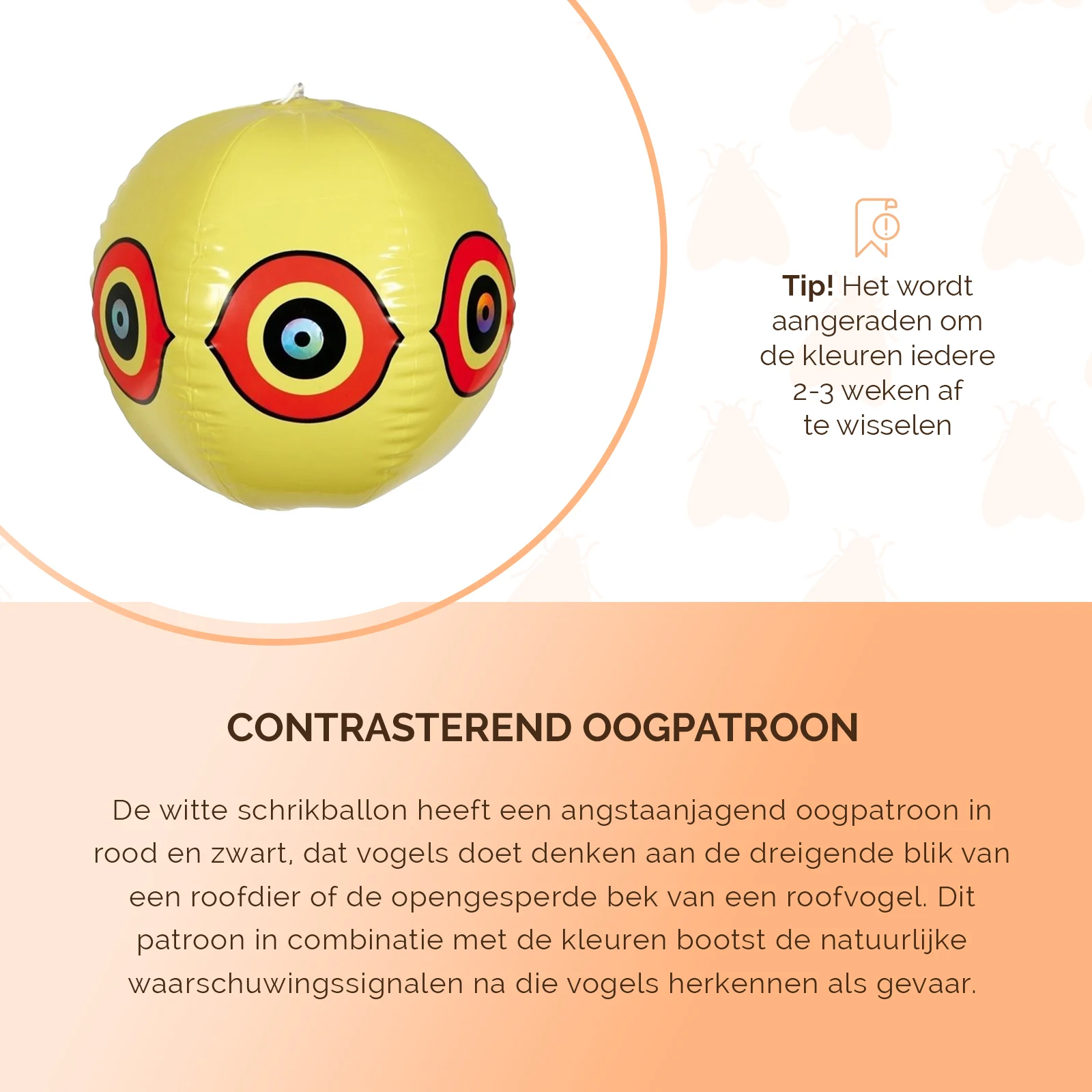 Balon odstraszający ptaki ze sznurkiem do zawieszania, żółty, Ø 40 cm – Knock Pest - obrazek 5