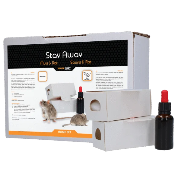 Zestaw zapachowy na myszy i szczury, płyn 30 ml i 2 pojemniki – Knock Pest Stay Away Muis Home Set