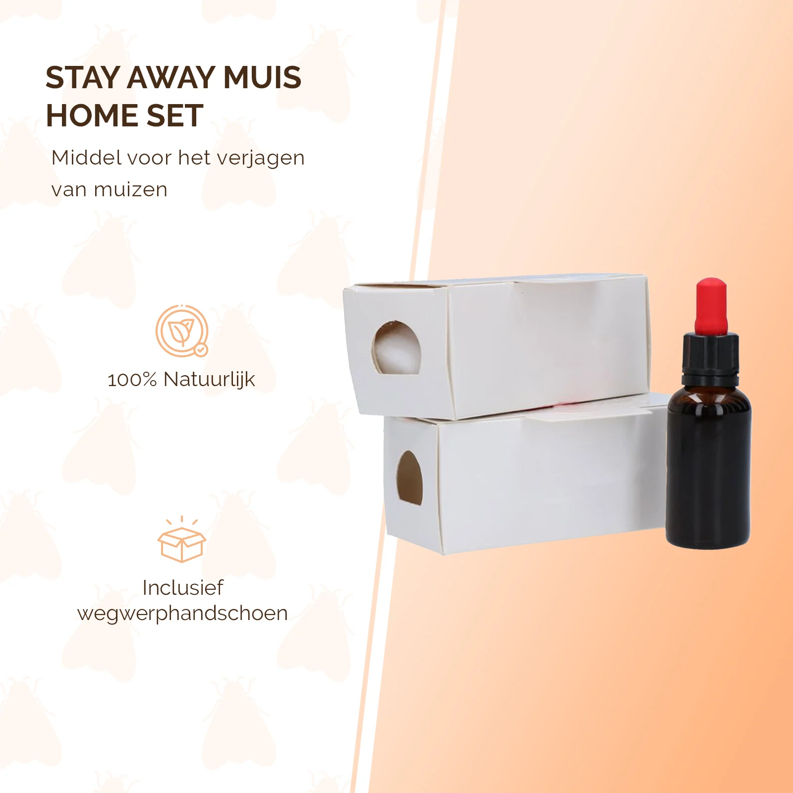 Zestaw zapachowy na myszy i szczury, płyn 30 ml i 2 pojemniki – Knock Pest Stay Away Muis Home Set - obrazek 2