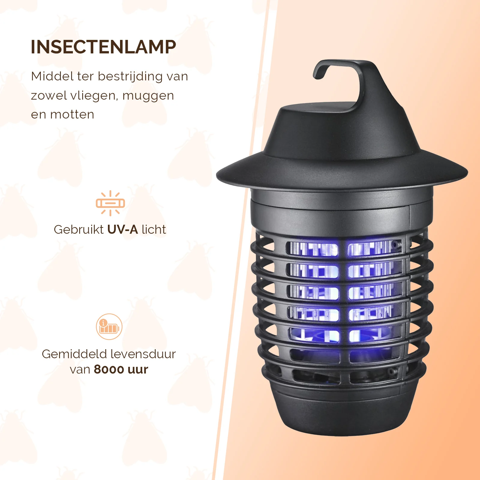 Lampa owadobójcza z UV-A i kratką rażącą prądem, 5 W – Knock Pest Insect Killer - obrazek 2