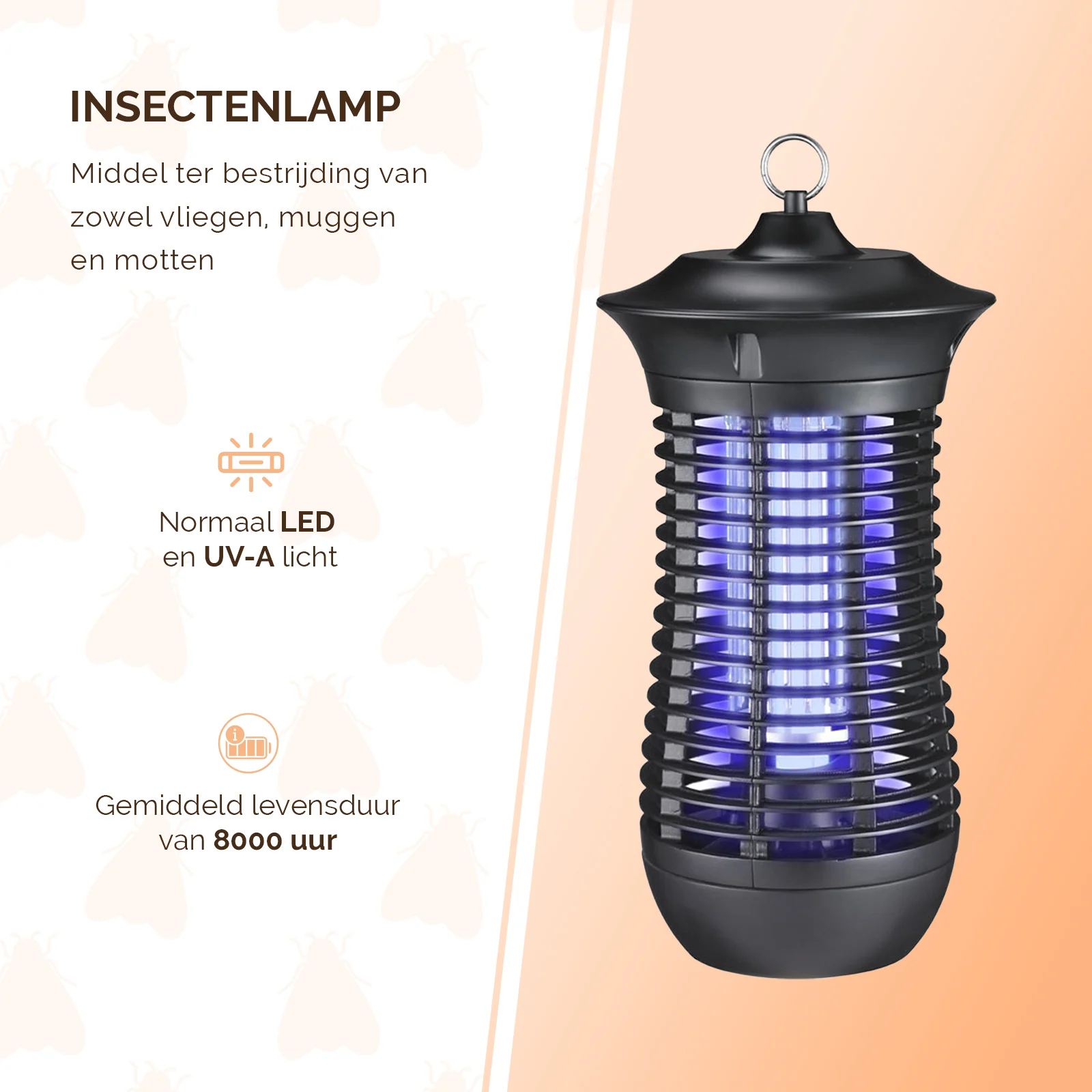 Lampa owadobójcza UV-A z kratką rażącą prądem, 18 W – Knock Pest Insect Killer - obrazek 2