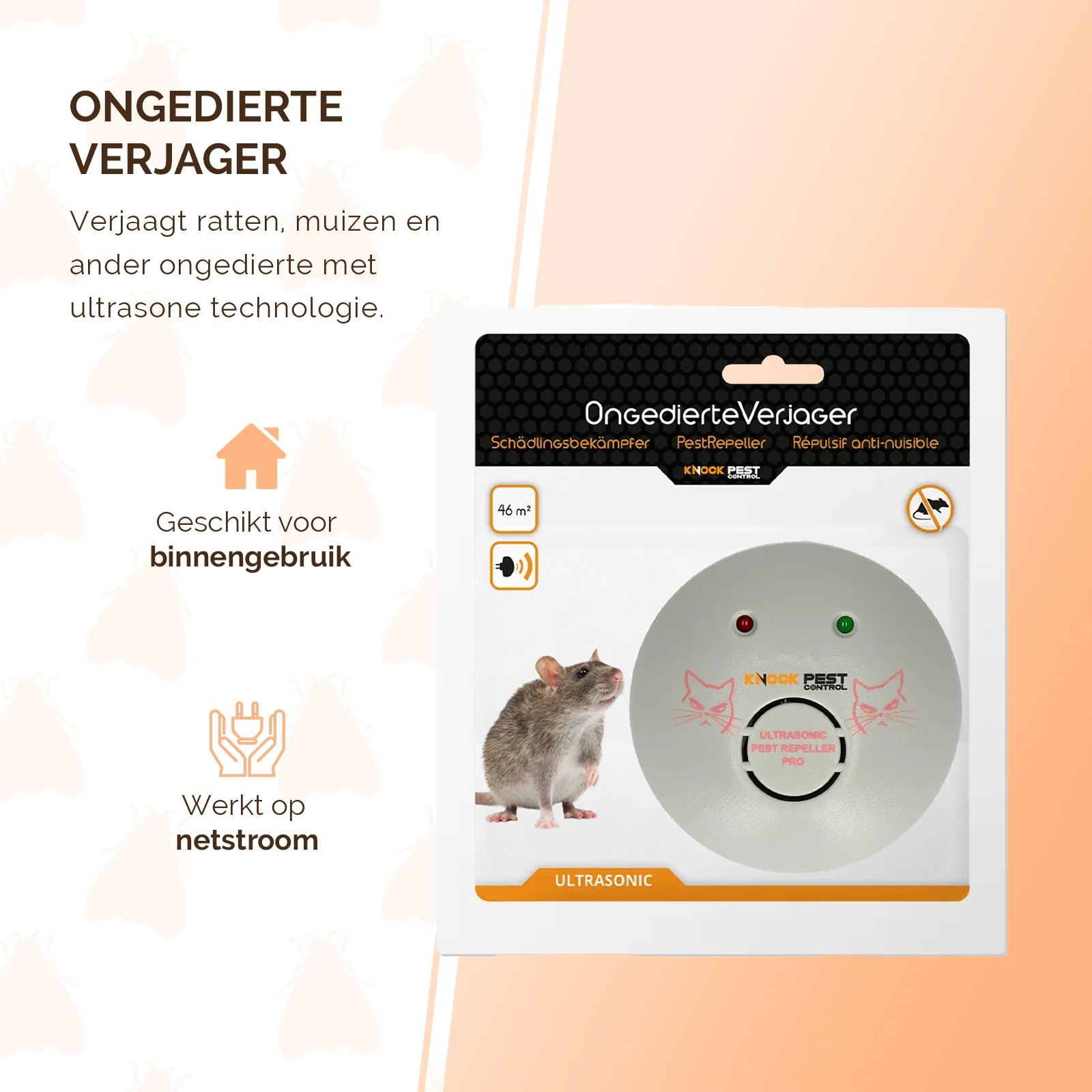 Ultradźwiękowy odstraszacz szkodników do gniazdka, do 46 m² – Knock Pest Ultrasonic Pest Repeller Home - obrazek 5