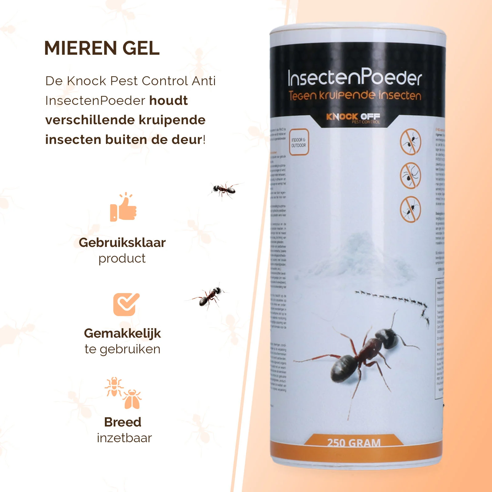 Proszek na mrówki na zewnątrz i owady biegające w pomieszczeniach, 250 g – Knock Pest - obrazek 4