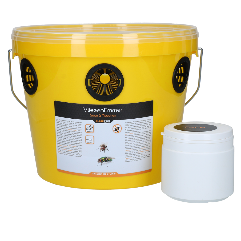Vliegenemmer met 240 g Lokstof – Knock Pest FlyNip VliegenEmmer Wiadro na muchy z 240 g atraktantu – Knock Pest FlyNip VliegenEmmer