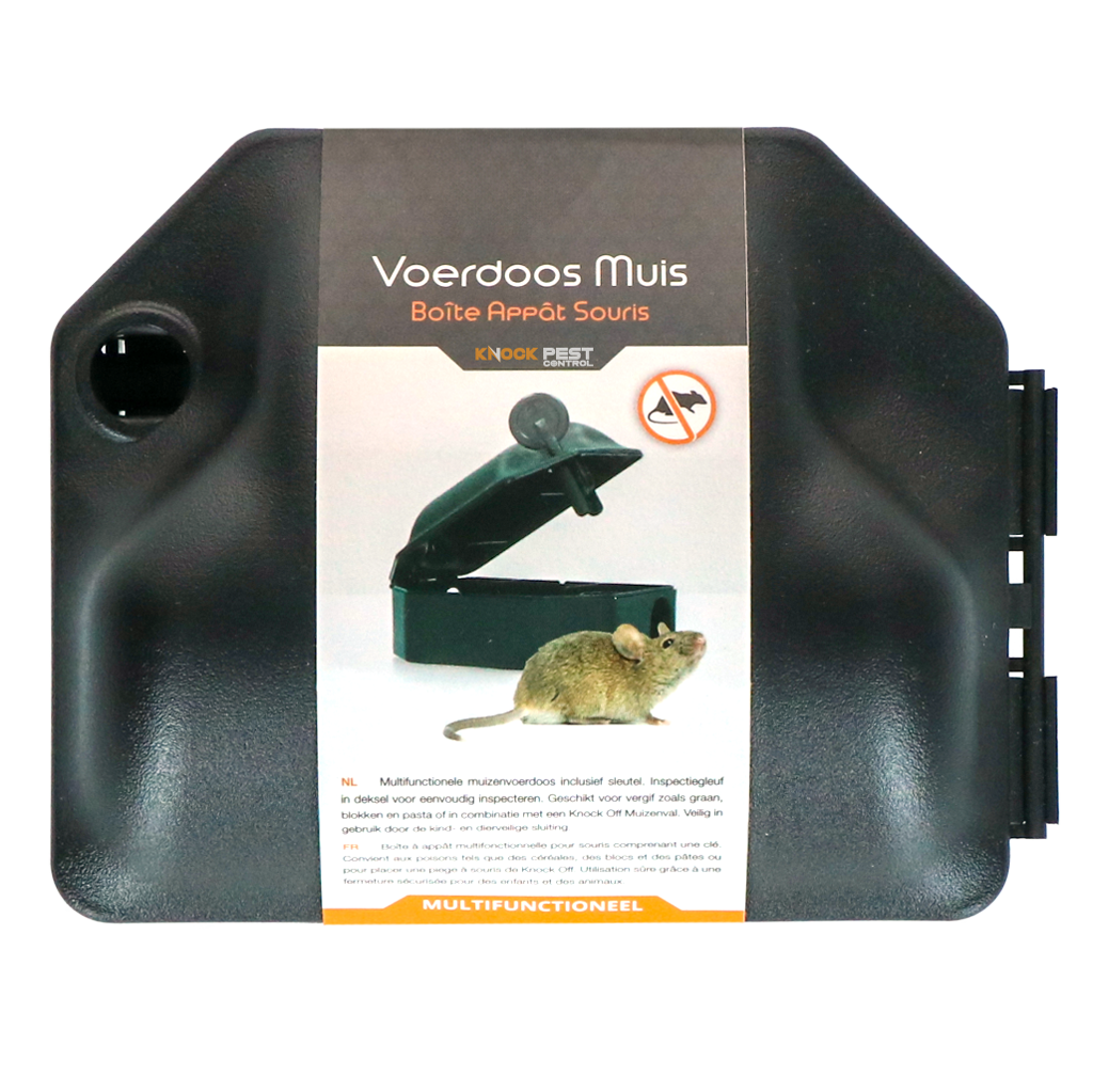 Muizenvoerdoos met Sleutel en Inspectiegleuf, 12,5 x 10,5 x 6,5 cm – Knock Pest Karmnik deratyzacyjny na myszy z kluczem i wziernikiem, 12,5 x 10,5 x 6,5 cm – Knock Pest