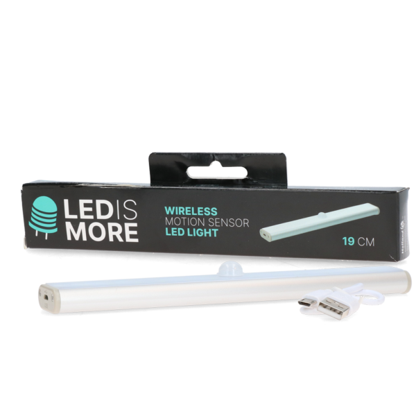Lampa LED z czujnikiem ruchu, ładowana przez USB, 19 cm – Led is more