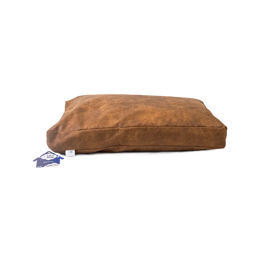 Legowisko dla psa z kawałkami pianki L, koniakowe, 100 x 75 x 10 cm – Let's Sleep Plush Pillow - obrazek 1