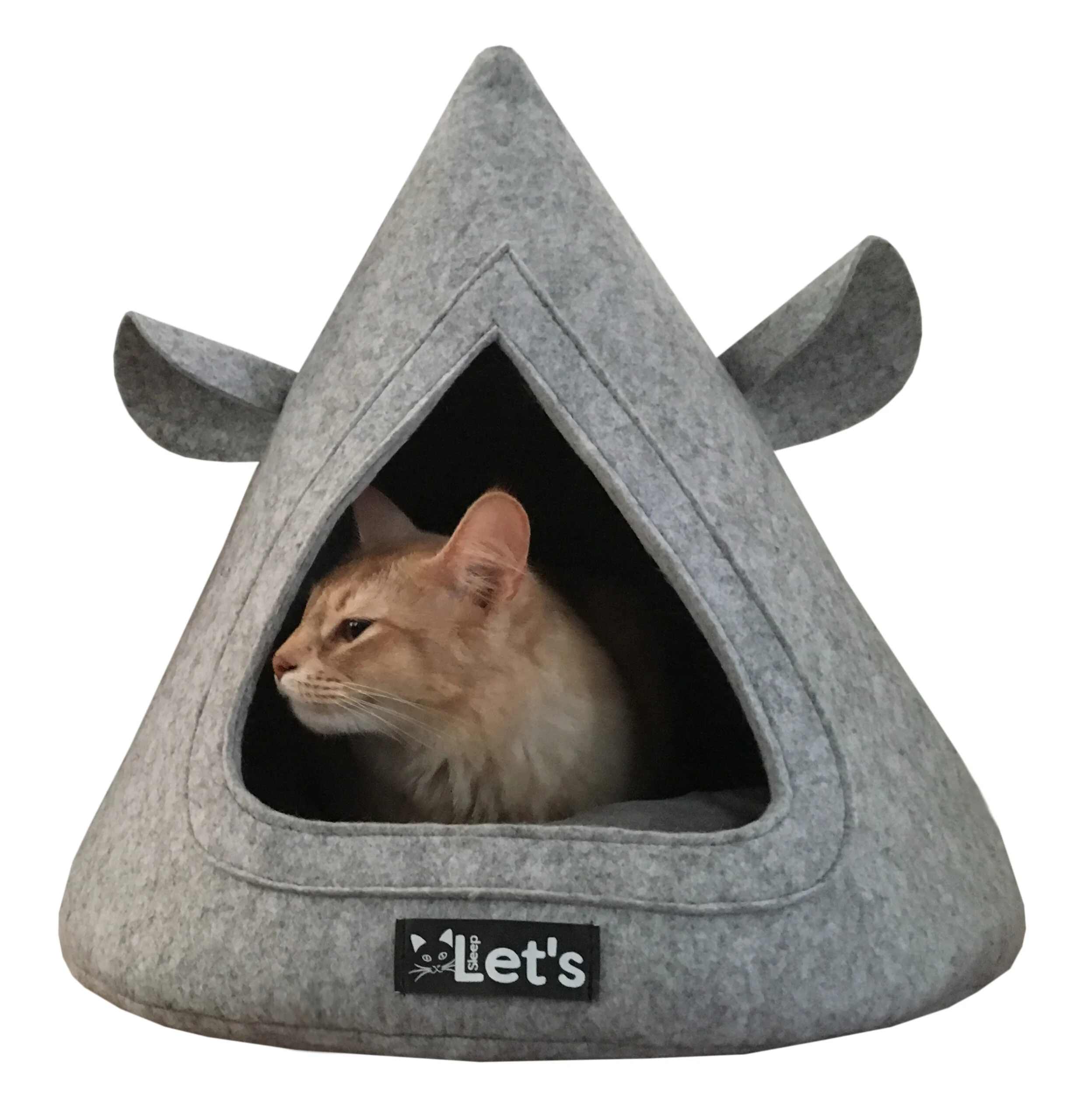 Filcowe tipi dla kota z poduszką, 50 x 45 cm, szare – Let's Sleep Pet Cave TeePee - obrazek 2