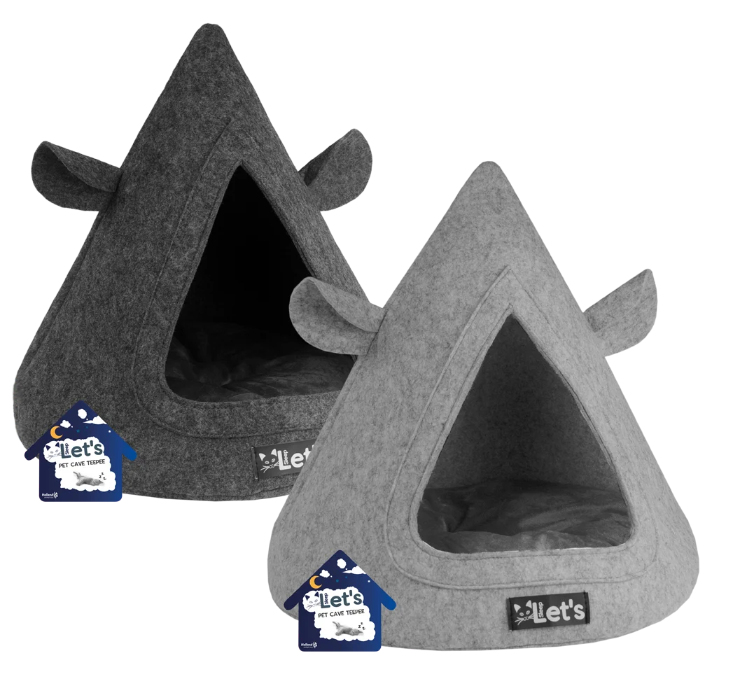 Koci namiot z filcu z poduszką, 50 x 45 cm, antracytowy – Let's Sleep Pet Cave TeePee - obrazek 2