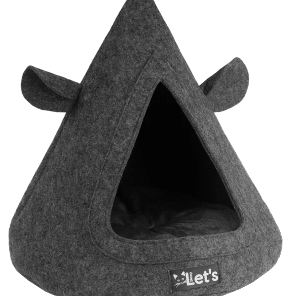 Koci namiot z filcu z poduszką, 50 x 45 cm, antracytowy – Let's Sleep Pet Cave TeePee