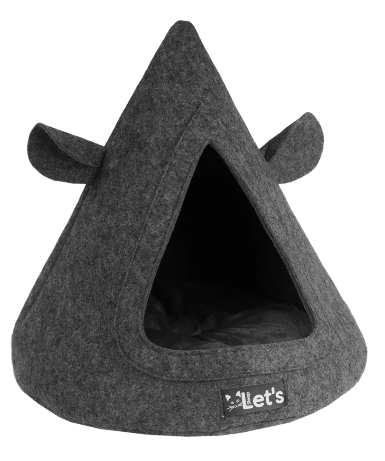 Koci namiot z filcu z poduszką, 50 x 45 cm, antracytowy – Let's Sleep Pet Cave TeePee