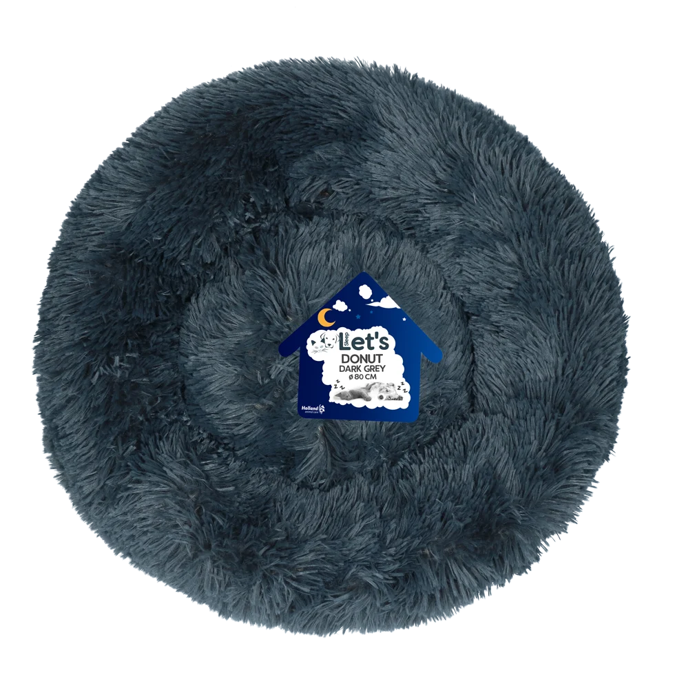 Okrągłe legowisko dla psa, ciemnoszare XL, ø 80 cm – Let's Sleep Donut - obrazek 1