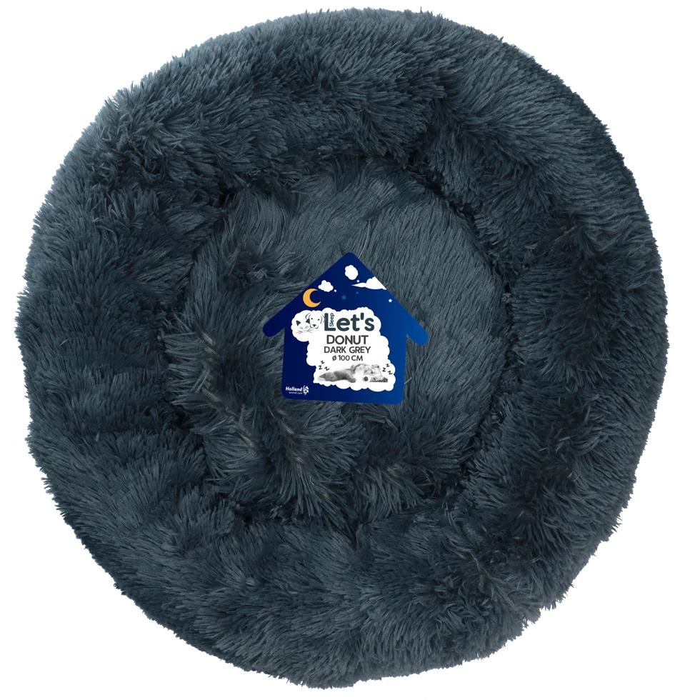 Okrągłe legowisko dla psa, ciemnoszare XXL, ø 100 cm – Let's Sleep Donut - obrazek 1