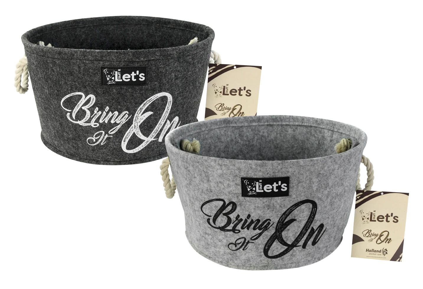 Filcowy kosz na zabawki dla psa z uchwytami, antracytowy, ø 36 cm – Let's Sleep Let's Stuff It Bring it On - obrazek 2