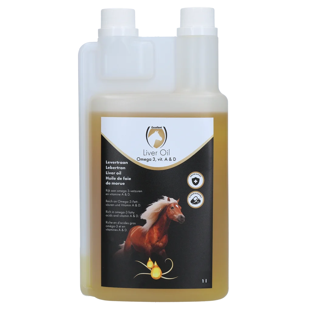 Tran z Omega 3 oraz witaminami A i D, 1 l – Excellent Horse Liver Oil - obrazek 1