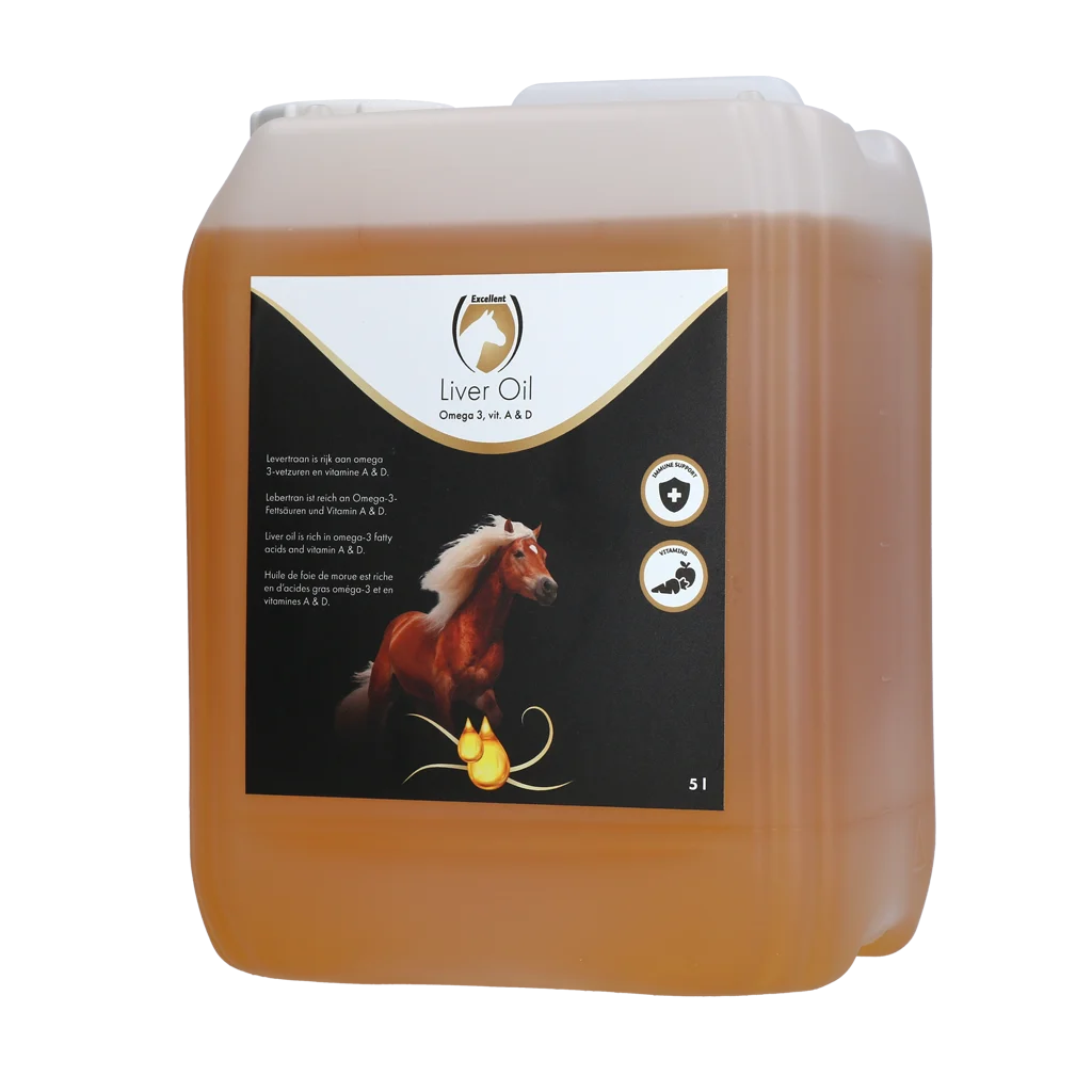 Olej z wątroby dorsza z Omega 3 oraz witaminami A i D, 5 l – Excellent Horse Liver Oil - obrazek 1