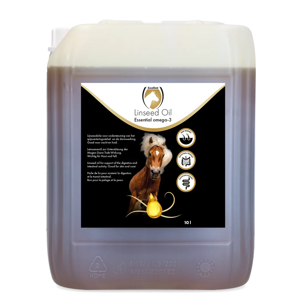 Olej lniany dla koni, tłoczony na zimno, 10 l – Excellent Horse Linseed Oil - obrazek 1