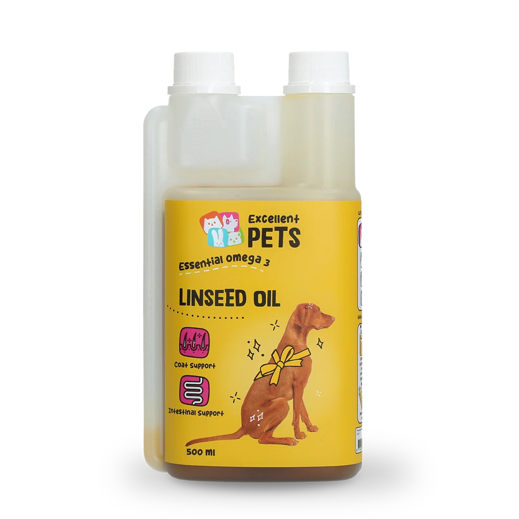 Olej lniany dla psów z kwasami omega 3, tłoczony na zimno, 500 ml – Excellent Pets Linseed Oil - obrazek 1