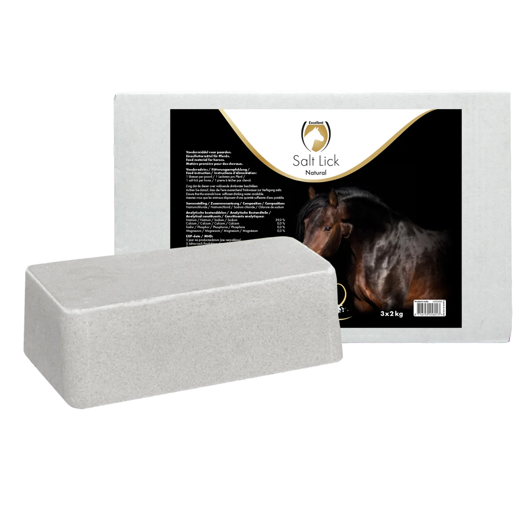 Lizawka z soli kamiennej dla koni, 3 x 2 kg – Excellent Horse Salt Lick Naturel - obrazek 1