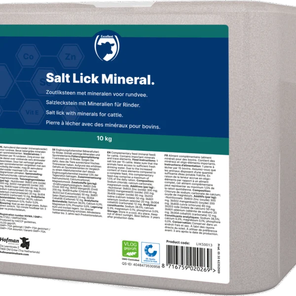 Lizawka solna z soli kamiennej dla bydła, 10 kg – Excellent Mineral Rund