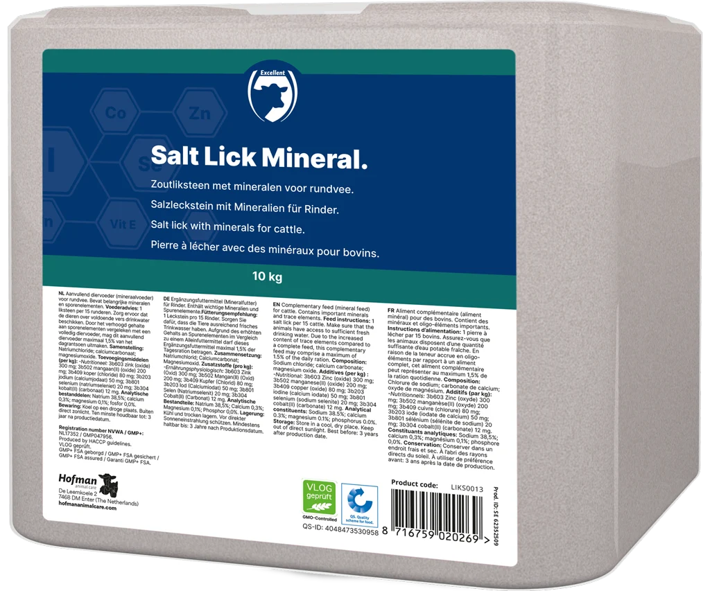 Lizawka solna z soli kamiennej dla bydła, 10 kg – Excellent Mineral Rund - obrazek 1