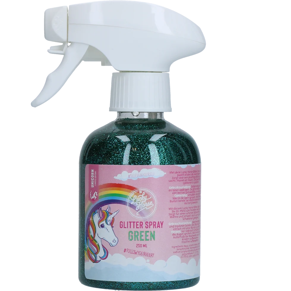 Brokatowy spray dla koni, zielony, 250 ml – Lucky Horse Unicorn Glitter Spray - obrazek 1