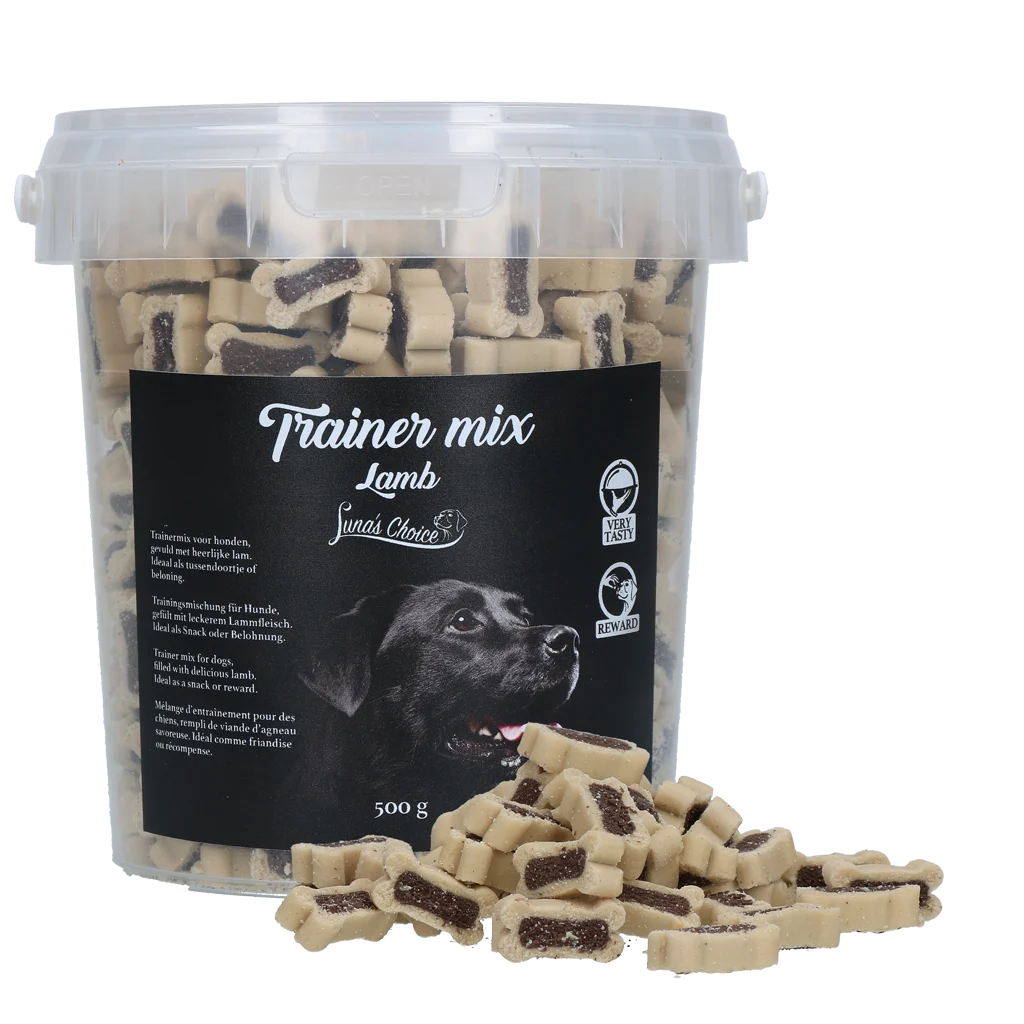 Przysmaki treningowe z jagnięciną, 500 g w zamykanym wiaderku – Luna's Choice Trainer Mix Lam - obrazek 1