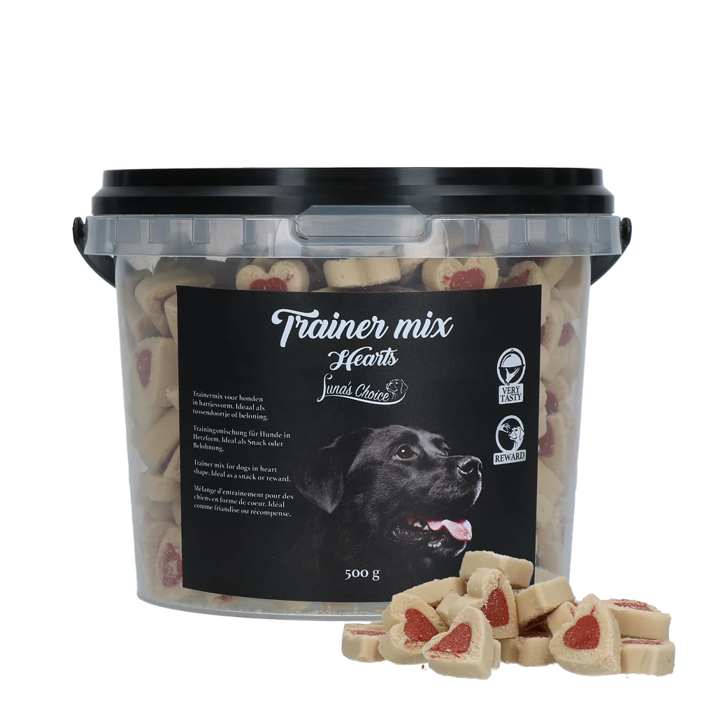 Przysmaki treningowe z mięsem i łososiem, serduszka, 500 g – Luna's Choice Trainer Mix Hartjes - obrazek 1