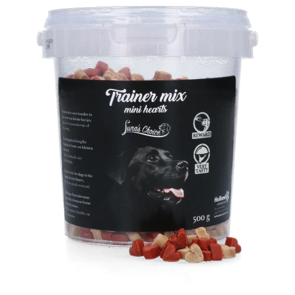 Przysmaki treningowe z mięsem i łososiem, małe serduszka, 500 g – Luna's Choice Trainer Mix Hartjes (małe)