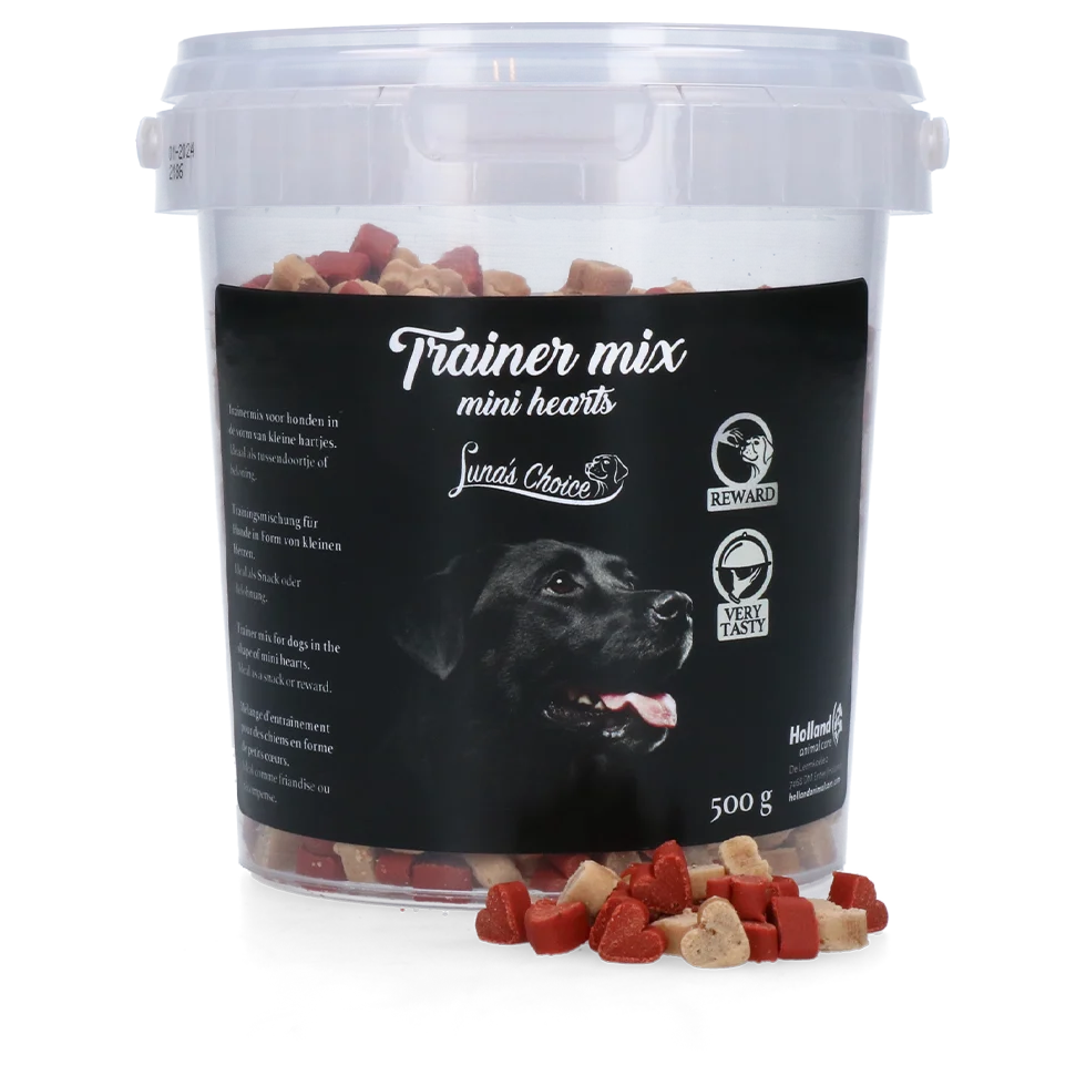 Przysmaki treningowe z mięsem i łososiem, małe serduszka, 500 g – Luna's Choice Trainer Mix Hartjes (małe) - obrazek 1