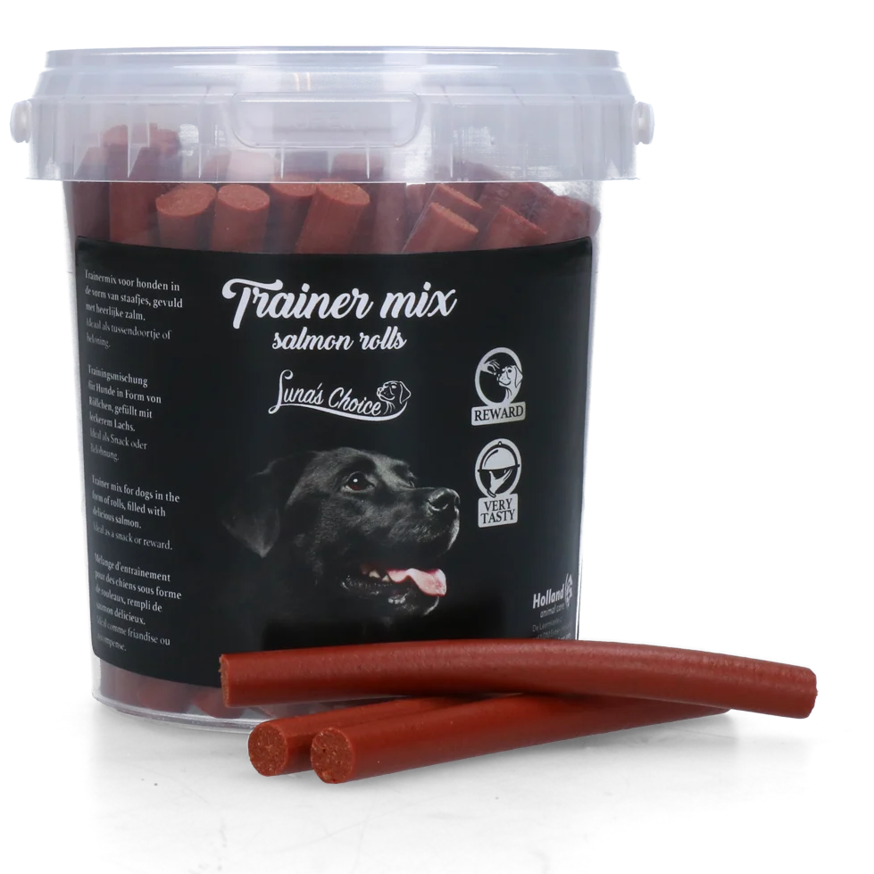 Pałeczki z łososiem dla psów, miękkie, 11 cm, 500 g – Luna's Choice Trainer Mix pałeczki z łososiem - obrazek 1