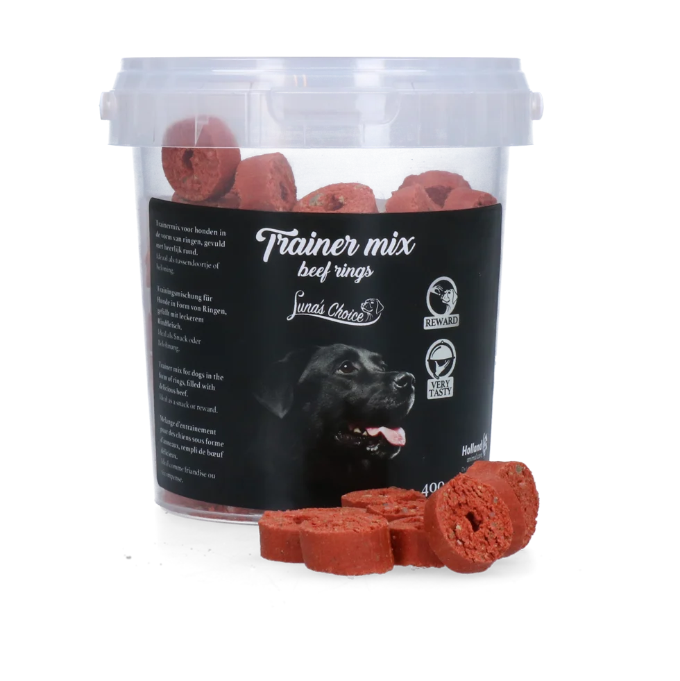 LUNA0046.png Przysmaki treningowe z wołowiną, miękkie krążki, 400 g – Luna's Choice Trainer Mix krążki wołowe - obrazek 1