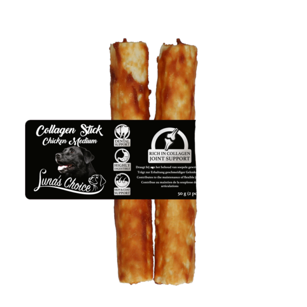 Pałeczka do żucia dla psów z kurczakiem, M, 12,5 x 2,5 cm – Luna's Choice Collagen Chews Stick