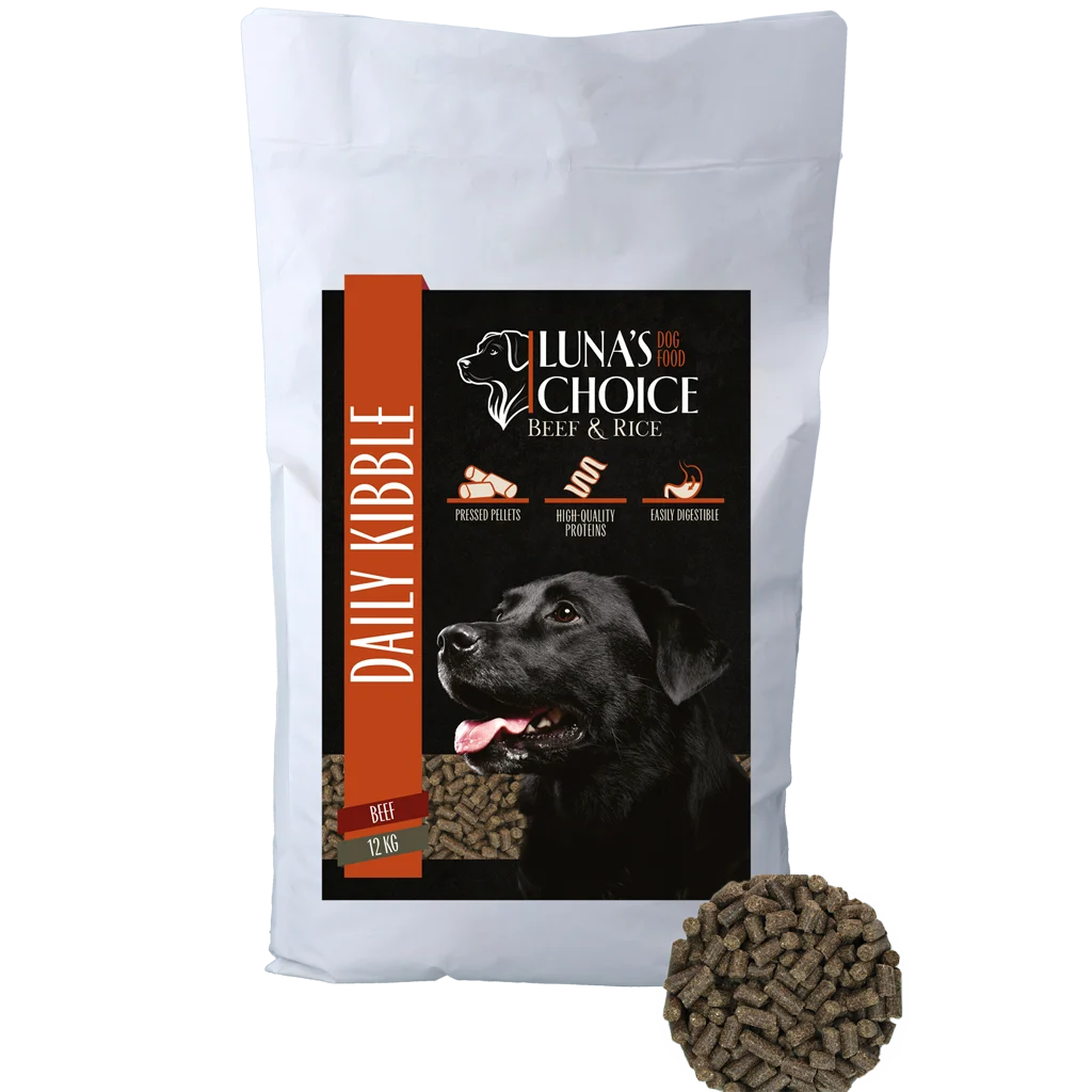 Tłoczona karma dla psów z wołowiną i ryżem, 12 kg – Luna's Choice Adult Rund/Rijst - obrazek 1