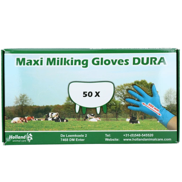 Bardzo grube i długie rękawice udojowe, rozmiar XL (9 do 10), 50 sztuk – Hofman Animal Care Maxi Milking Gloves DURA