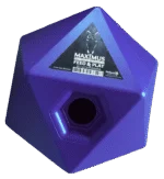 Kostka do zabawy z paszą dla koni z otworem na przysmaki 37 mm, niebieska – Maximus Feed & Play Cube