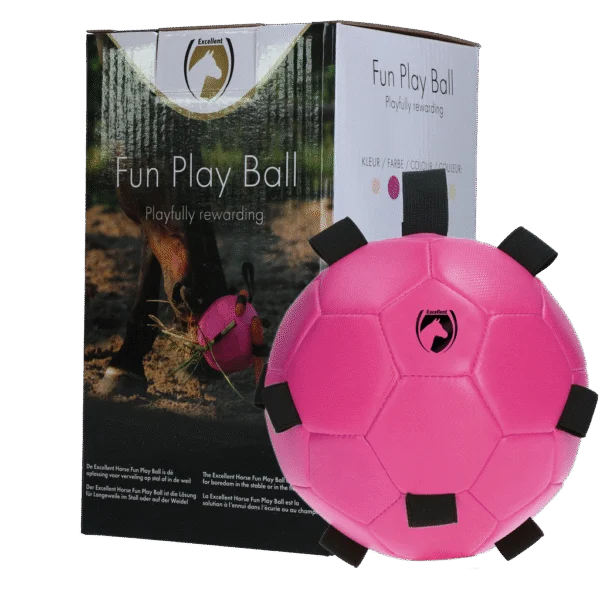 Piłka do zabawy dla konia z gumkami, 19 cm, różowa – Excellent Horse Fun Play Ball