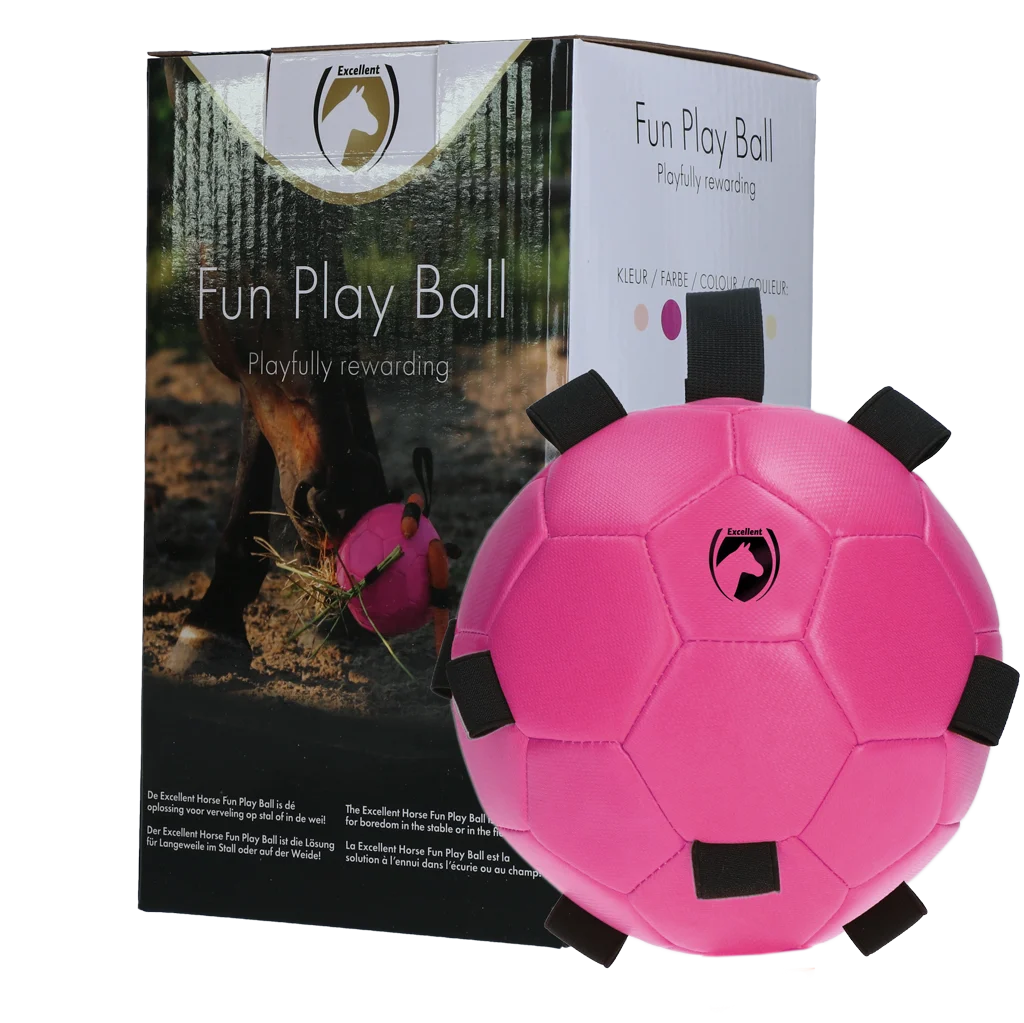 Piłka do zabawy dla konia z gumkami, 19 cm, różowa – Excellent Horse Fun Play Ball - obrazek 1
