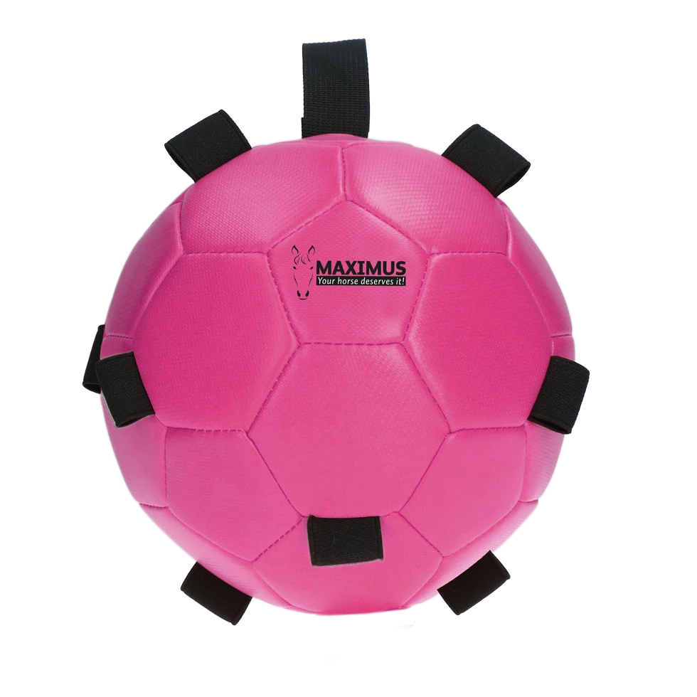 Piłka do zabawy dla konia z gumkami, 19 cm, różowa – Excellent Horse Fun Play Ball - obrazek 2